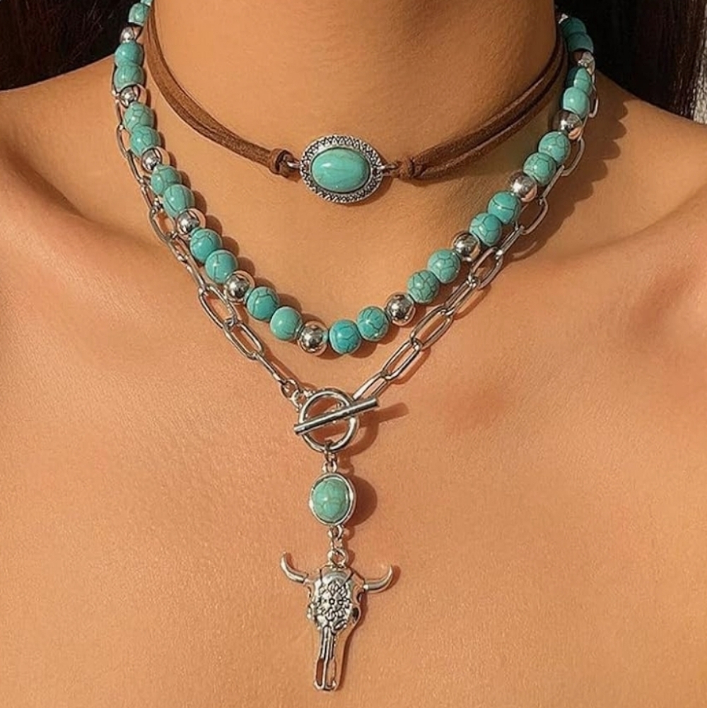 Turquoise Jewelry Western Charm Necklace